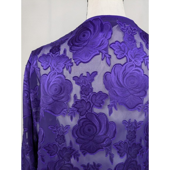 Dark Fairy Purple Floral Burnout Kimono Cardigan Sheer Bohemian Whimsigoth A076 - Picture 5 of 9